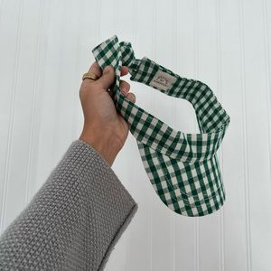 green & cream gingham visor